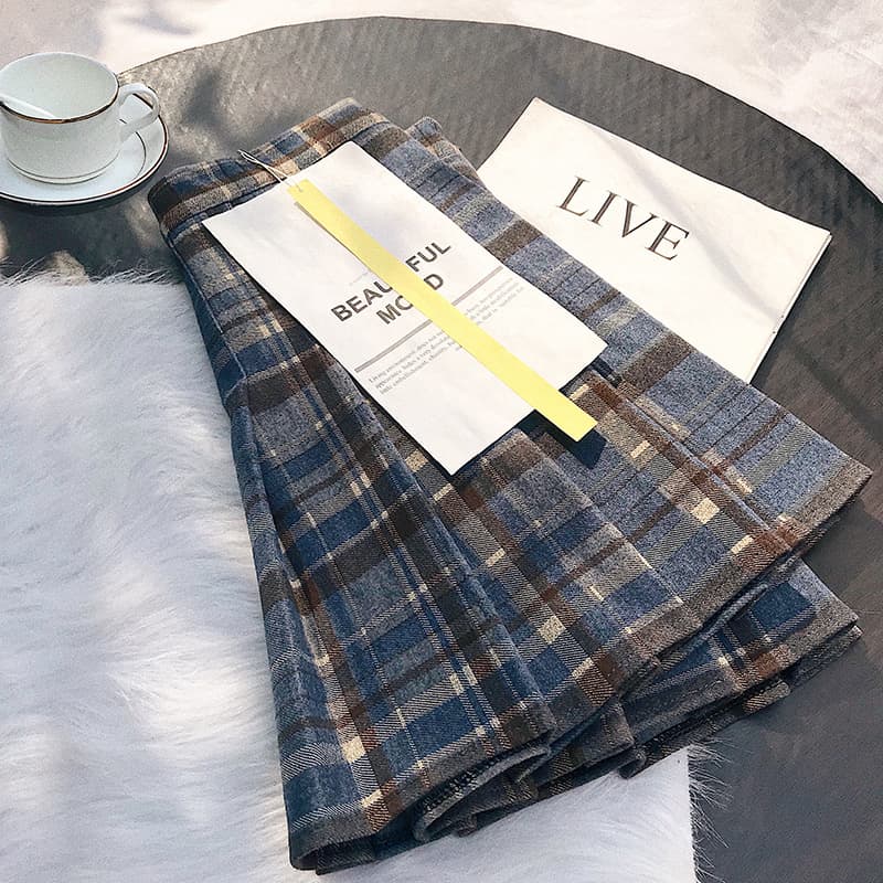 制服スカート 上品チェック柄プリーツスカート