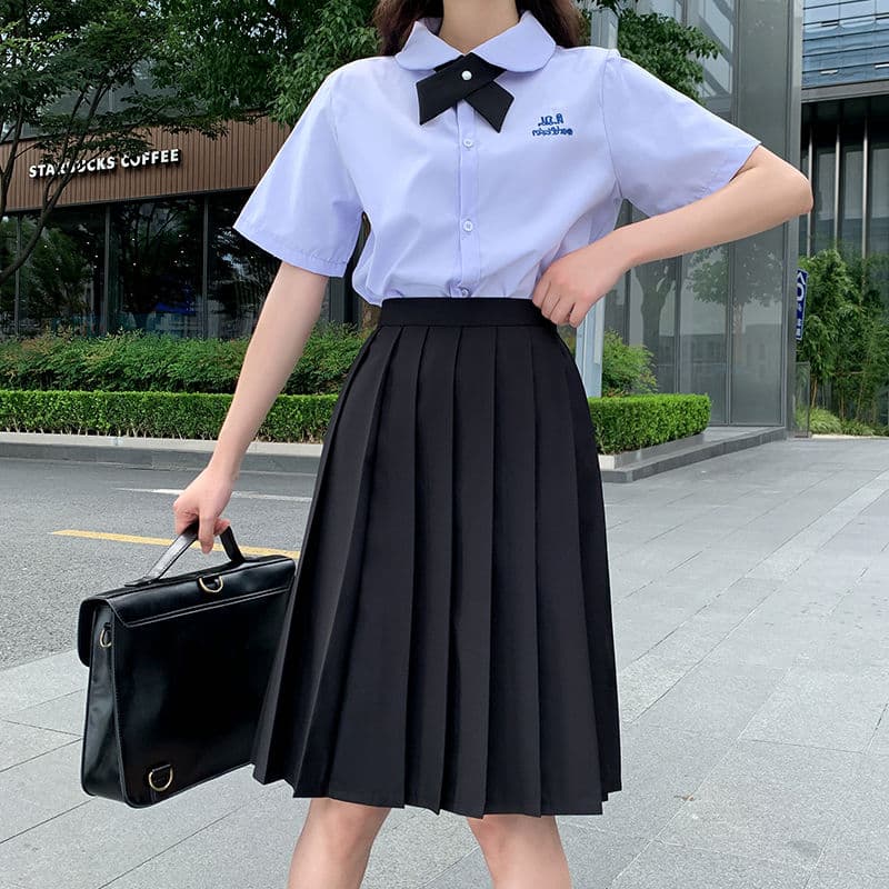 シンプル美シルエットプリーツ制服スカート