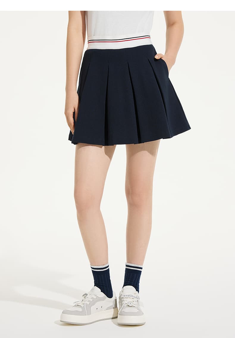制服スカート 制服スカート シンプル織柄ラインプリーツスカート