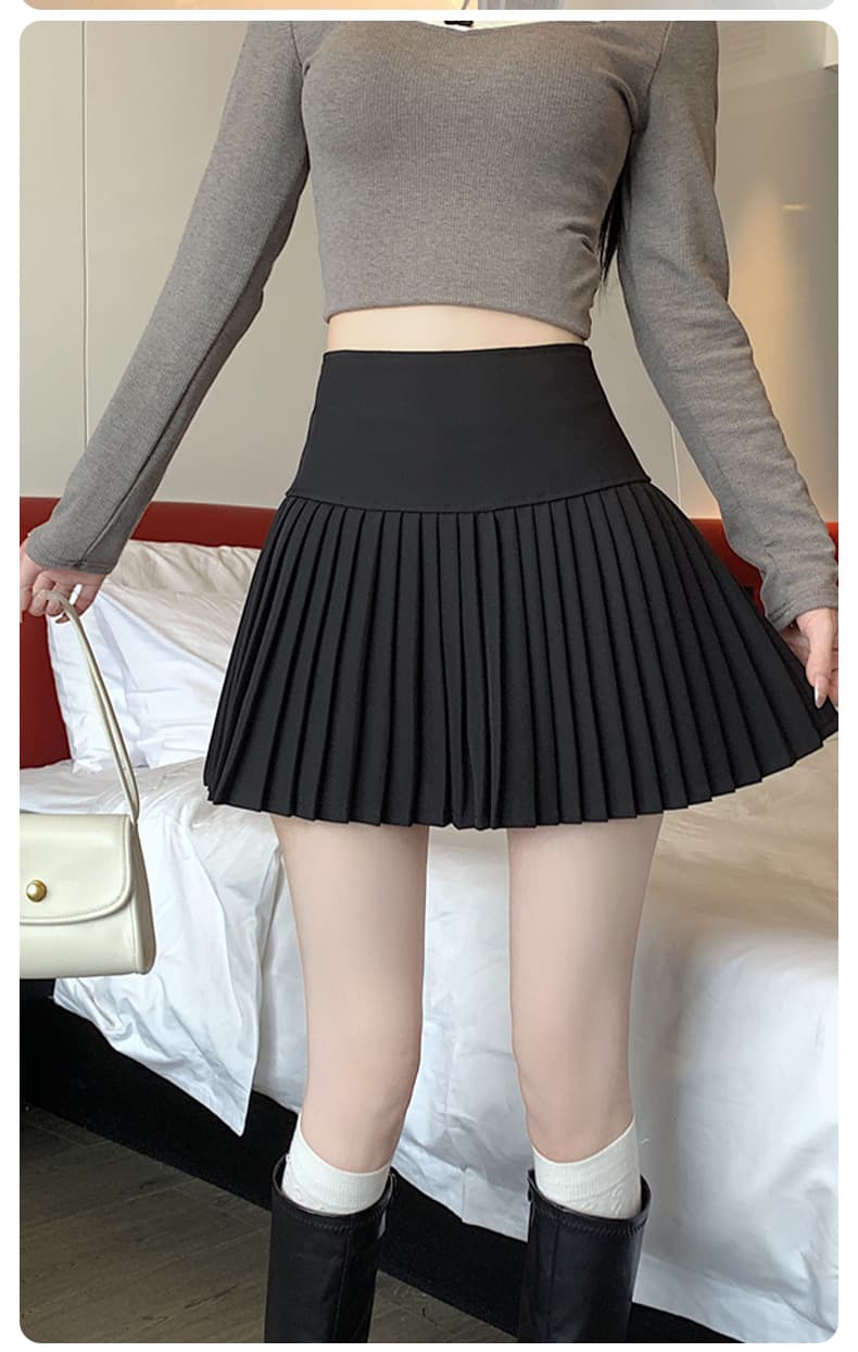 制服スカート ハイウエストプリーツミニスカート
