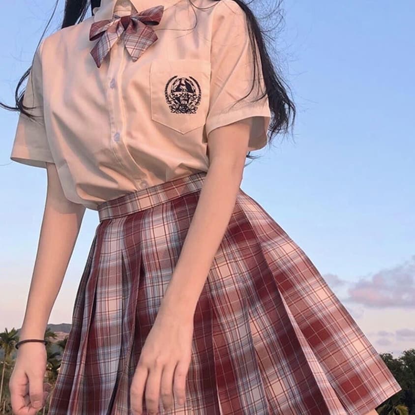 ハイウエストプリーツ制服スカート
