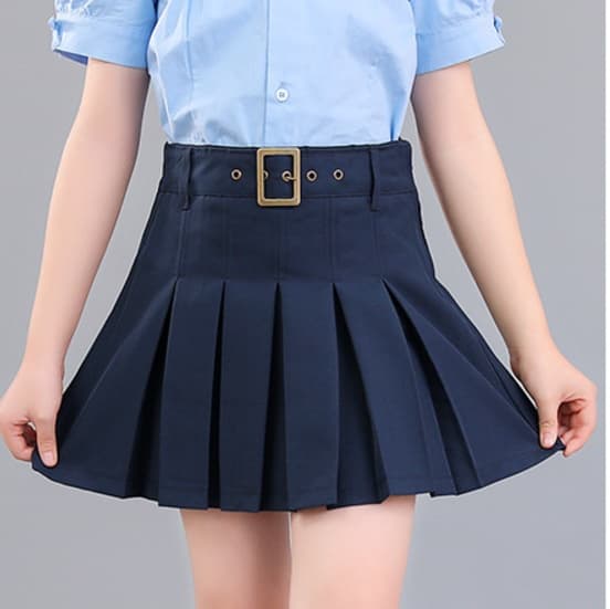ベルト付きプリーツ制服スカート