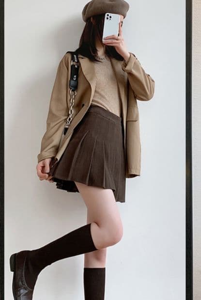 制服スカート 制服スカート 重ね折り切替プリーツスカート
