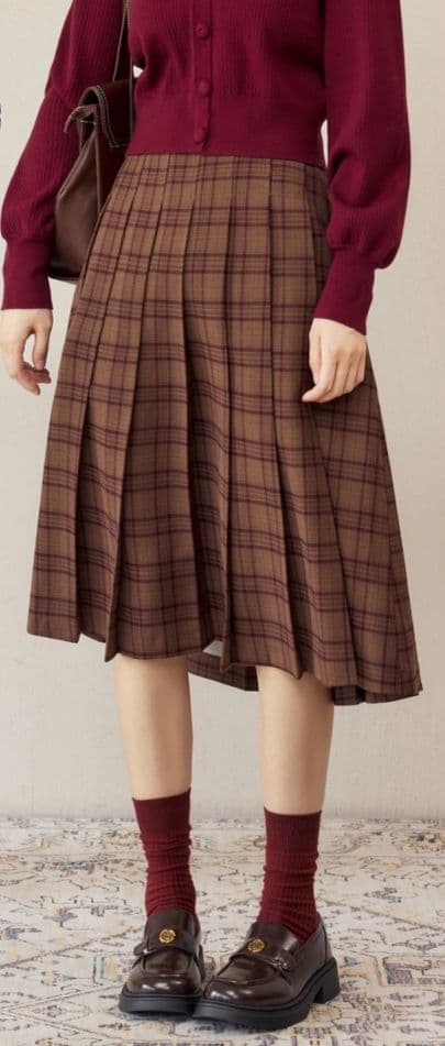 制服スカート 制服スカート クラシック格子柄プリーツスカート
