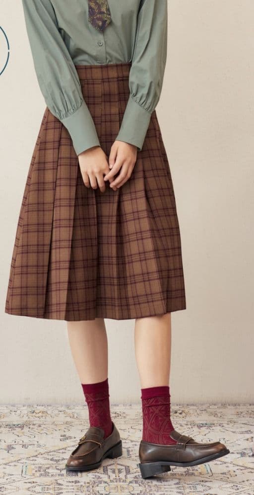 制服スカート 制服スカート クラシック格子柄プリーツスカート