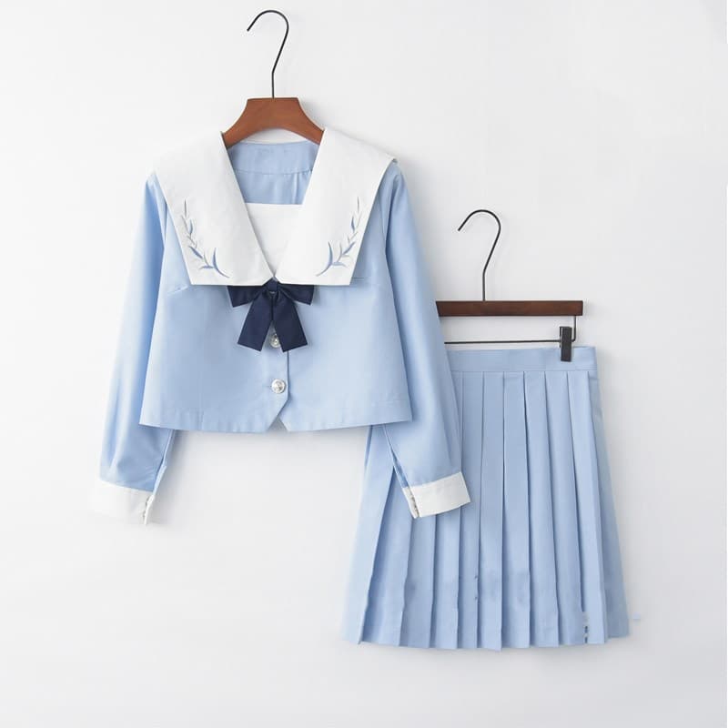 制服スカート 制服スカート 葉模様刺繍入りセーラー服