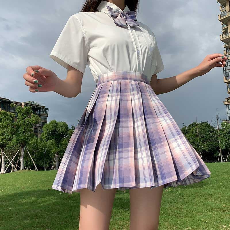 ハイウエストプリーツ制服スカート