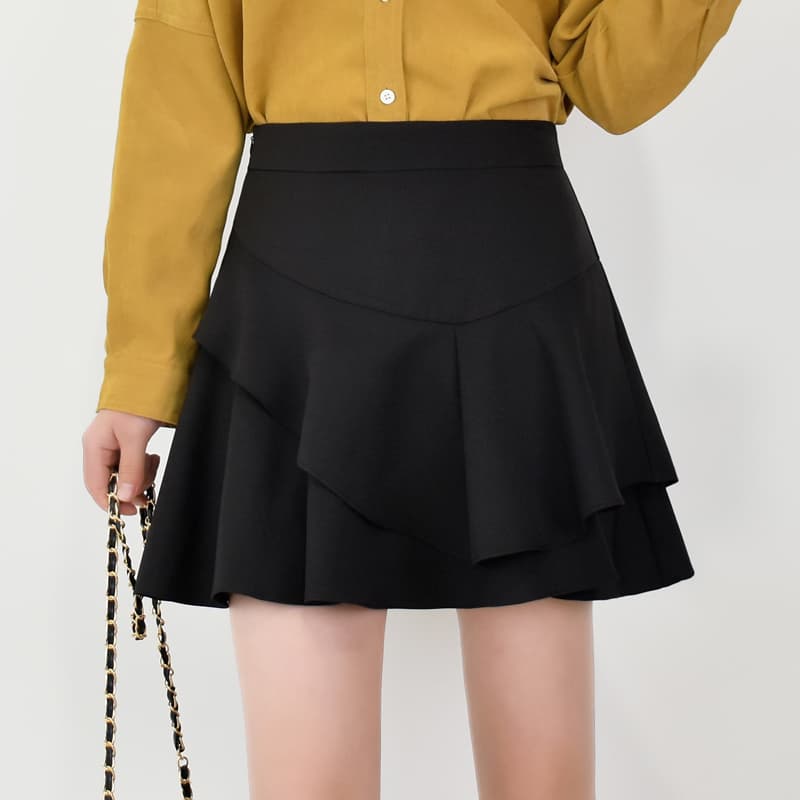 制服スカート 制服スカート 二段フリル重ね制服キュロット