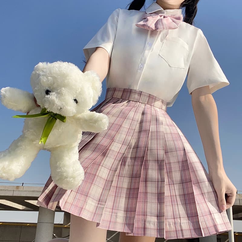 ハイウエストプリーツ制服スカート