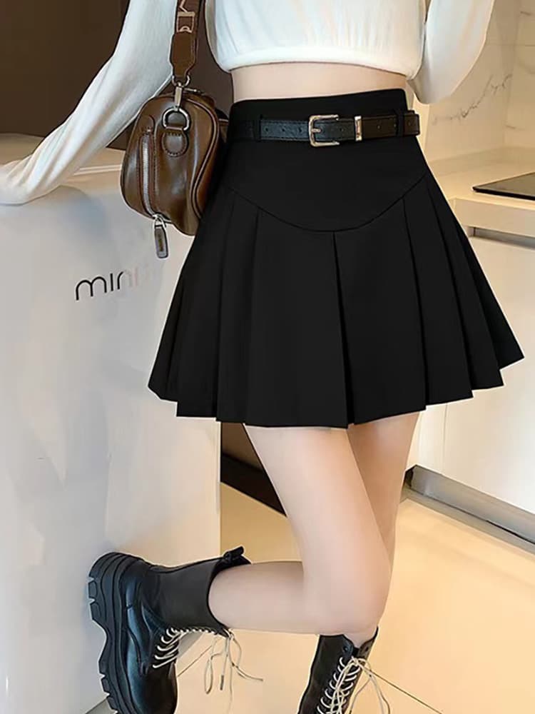 制服スカート 制服スカート ベルト付きプリーツミニスカート