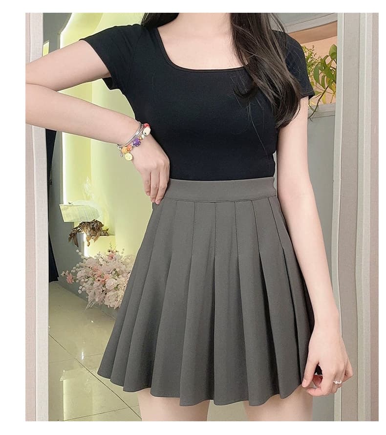 制服スカート 古典的ハイウエストプリーツスカート
