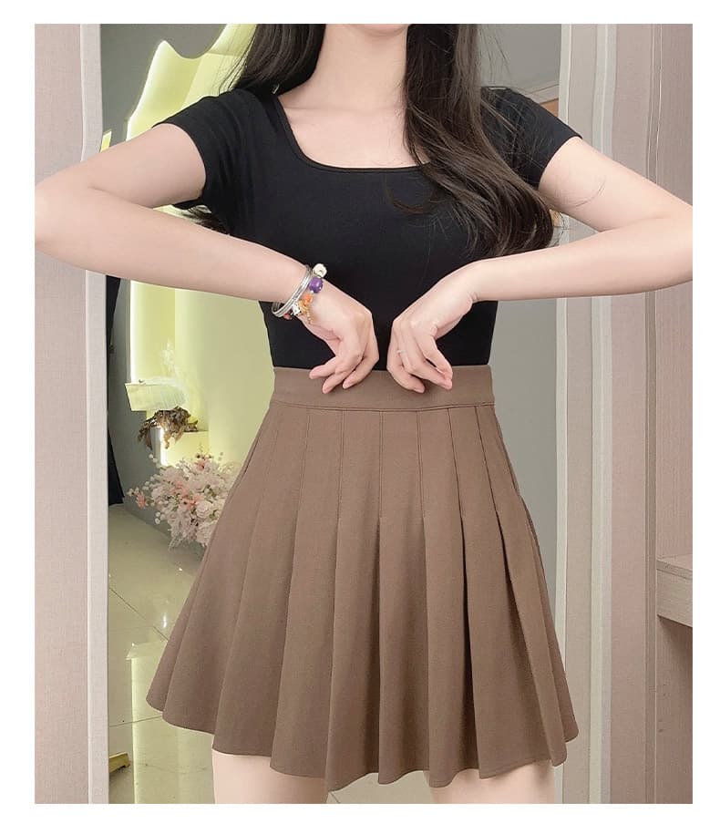 制服スカート 古典的ハイウエストプリーツスカート