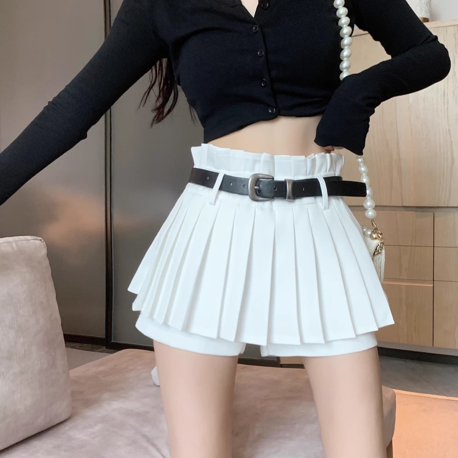 制服スカート プリーツ巻きミニスカート