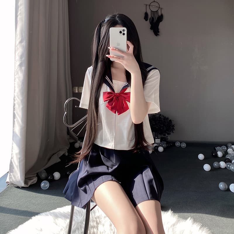制服スカート 制服スカート リボン飾り清楚セーラー制服セット
