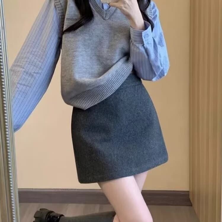 制服スカート シンプル制服風ミニスカート
