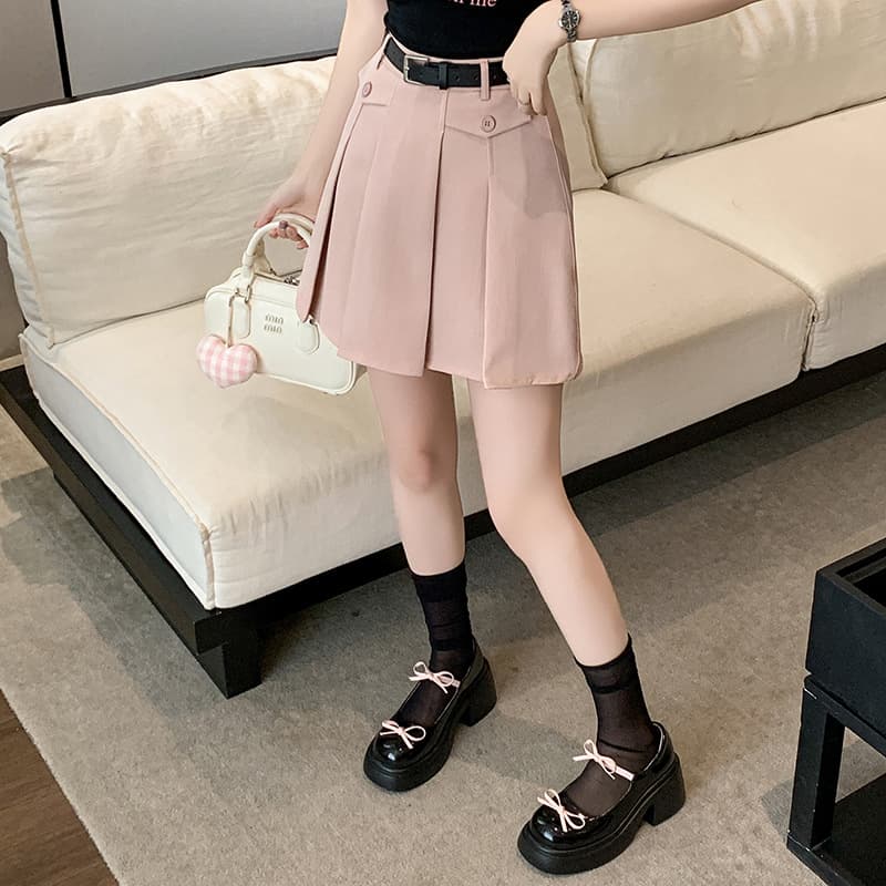 ポケット付きプリーツミニ制服スカート