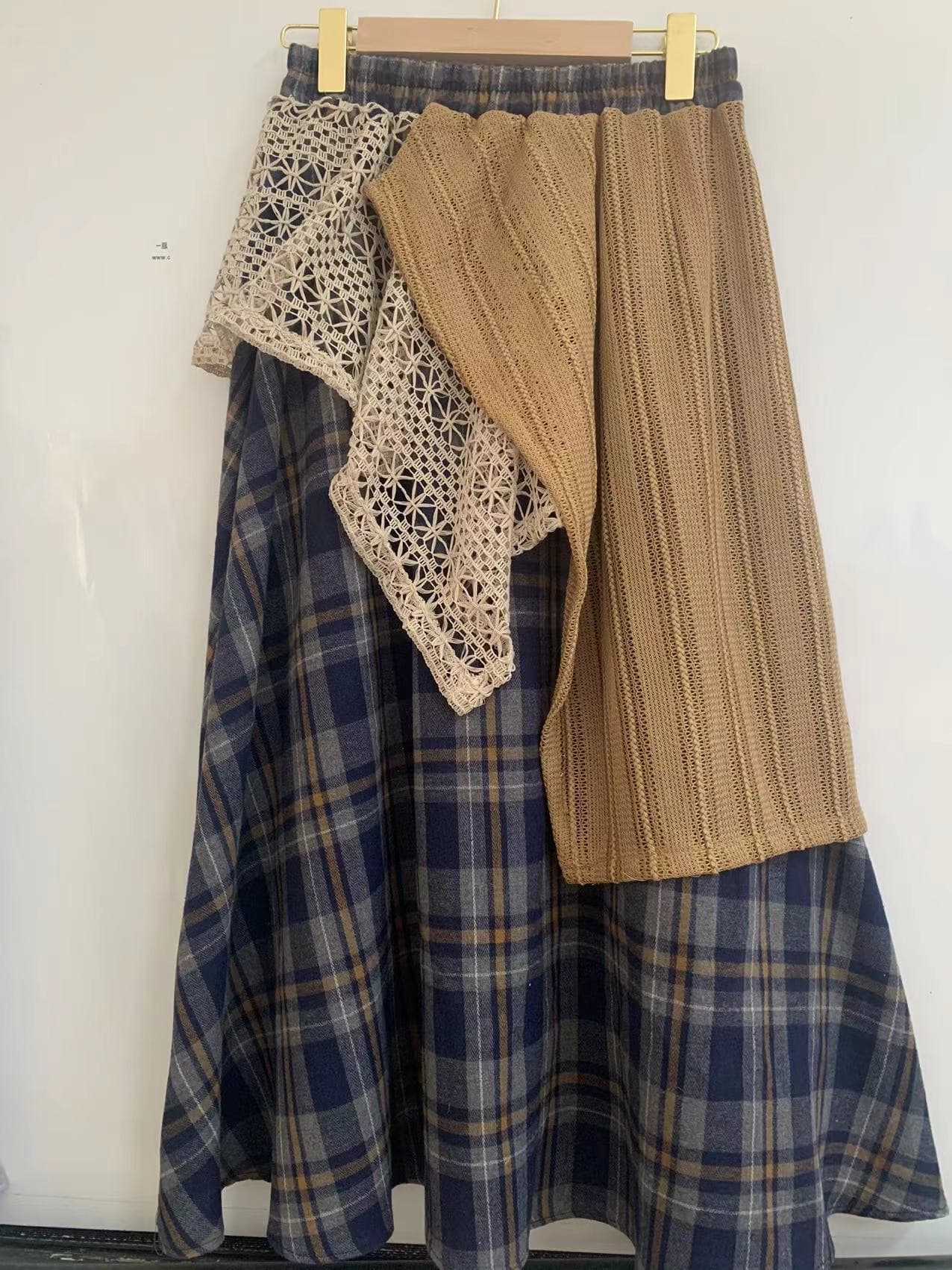 制服スカート 異素材レイヤード制服巻きスカート