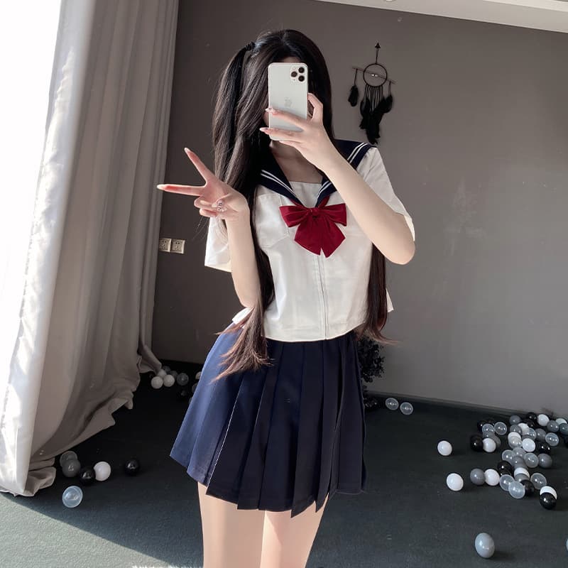 制服スカート 制服スカート リボン飾り清楚セーラー制服セット