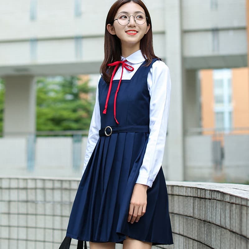 制服スカート 制服スカート リボン付きプリーツジャンパースカート