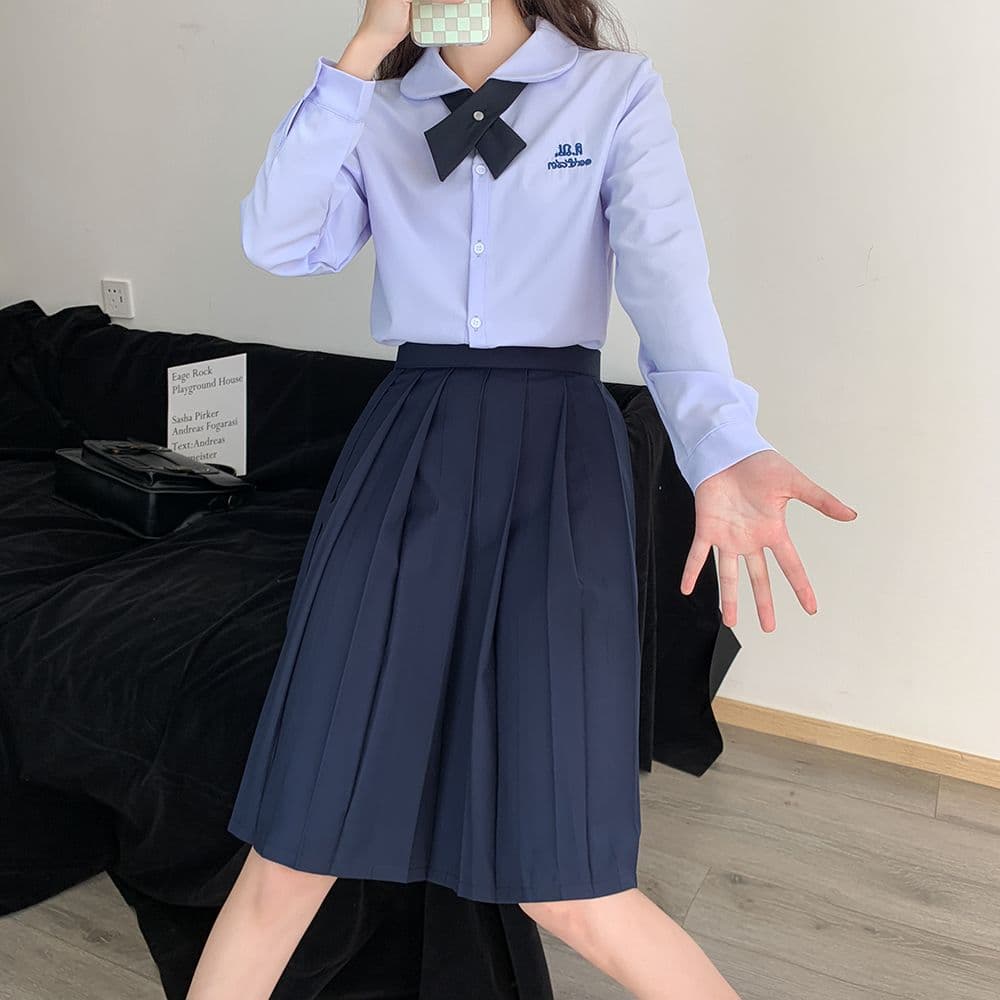 シンプル美シルエットプリーツ制服スカート