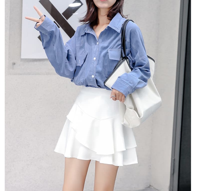 制服スカート 制服スカート 二段フリル重ね制服キュロット