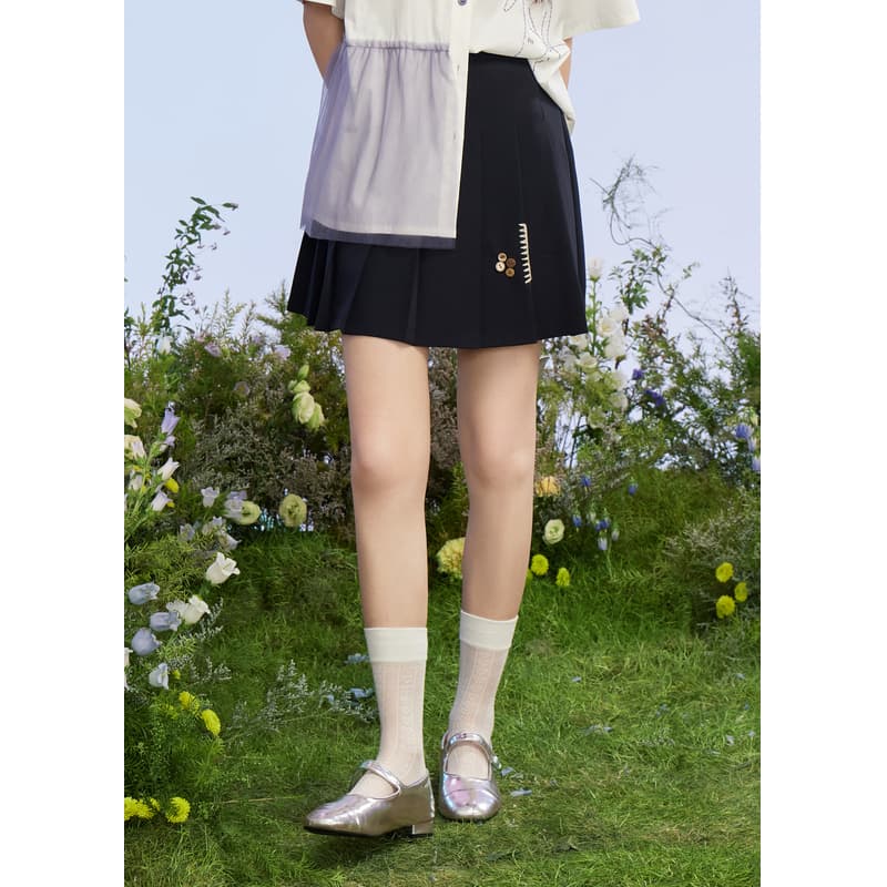 制服スカート 刺繍入り制服プリーツスカート