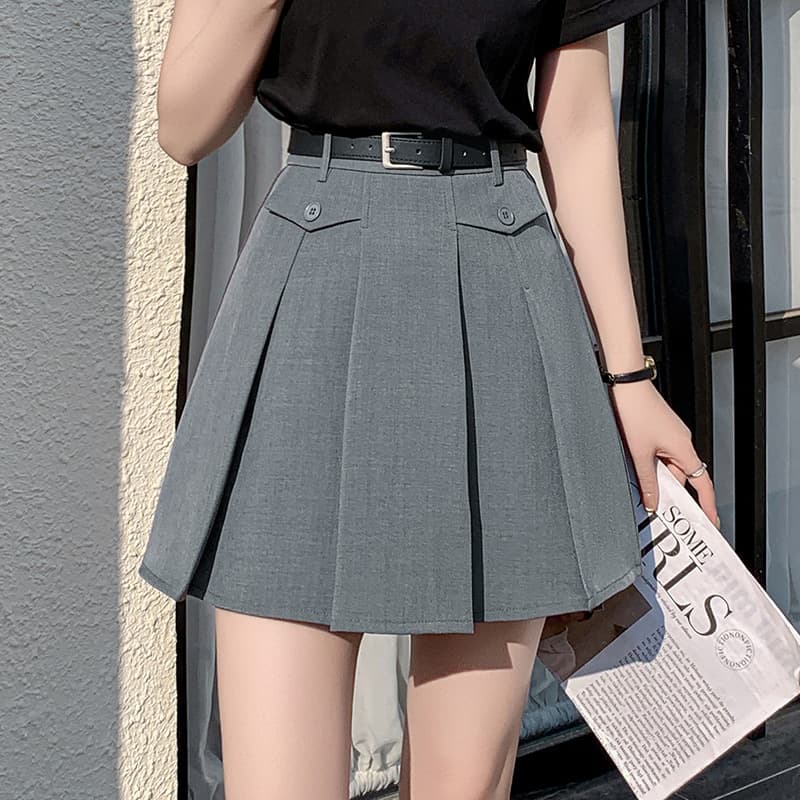 ポケット付きプリーツミニ制服スカート