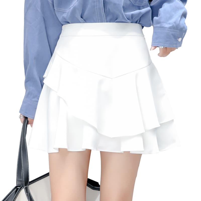 制服スカート 制服スカート 二段フリル重ね制服キュロット
