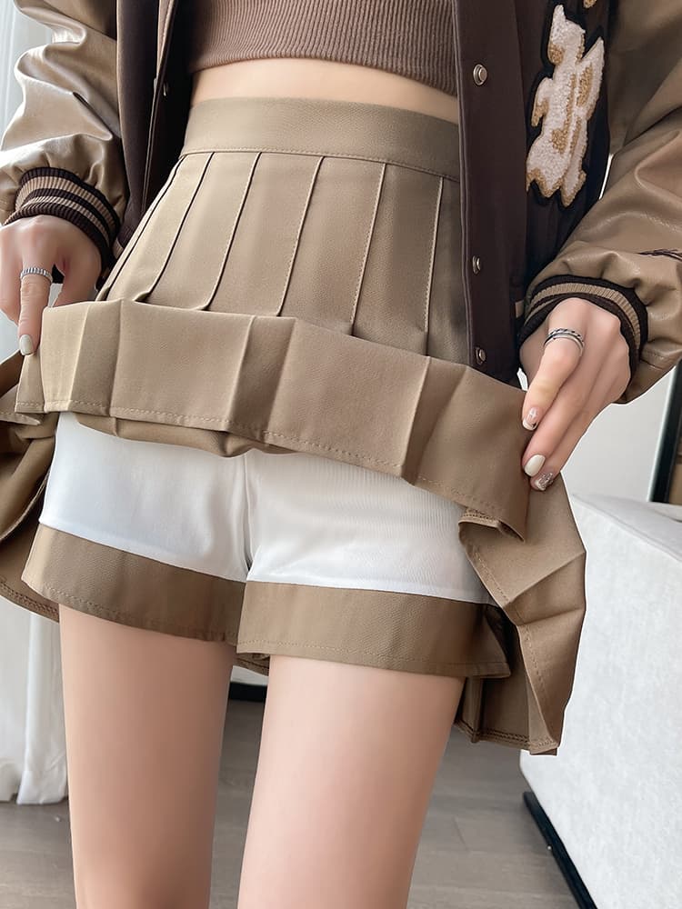 制服スカート 制服スカート 重ね折り切替プリーツスカート