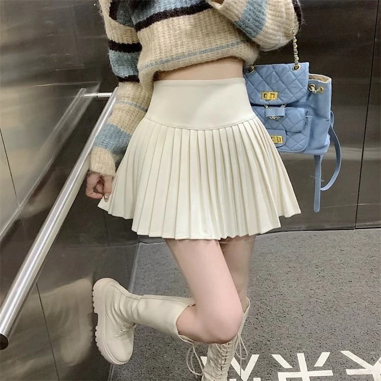 ハイウエストプリーツ制服スカート