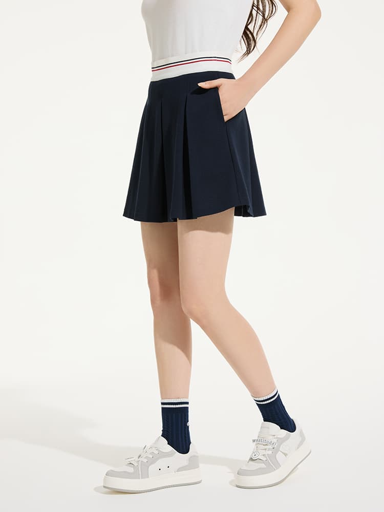 制服スカート 制服スカート シンプル織柄ラインプリーツスカート