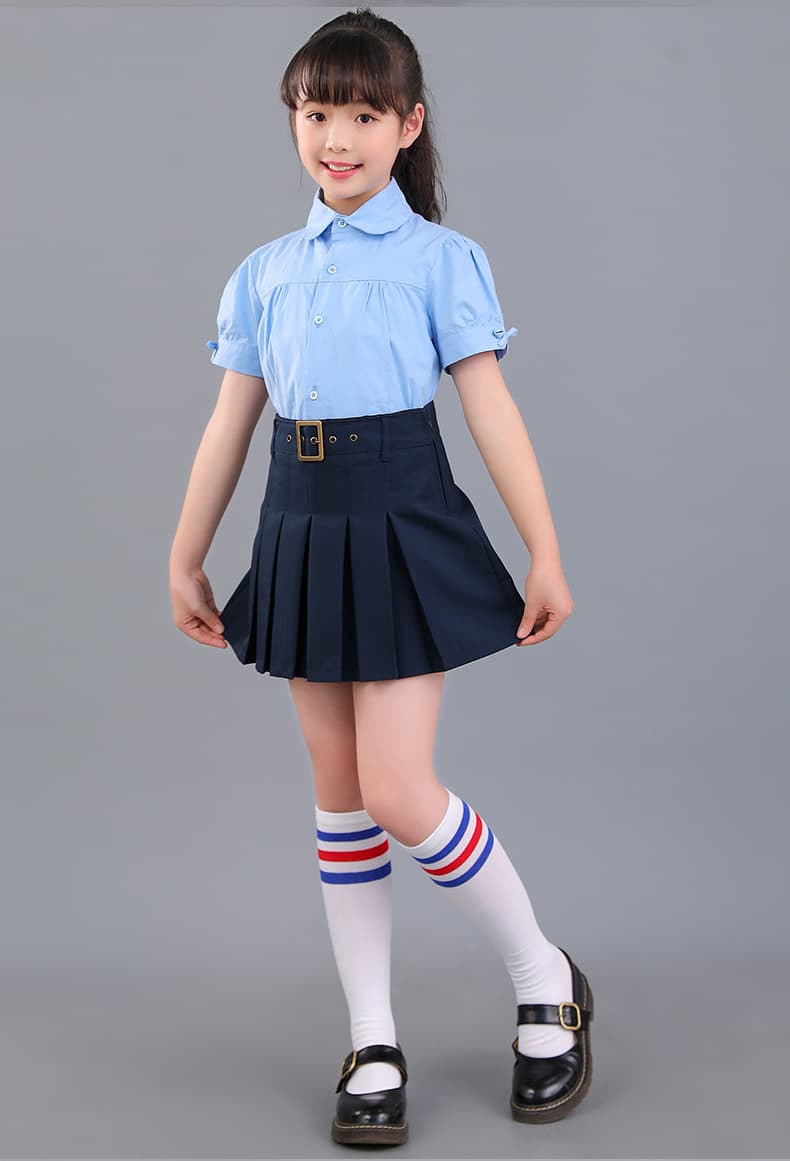 ベルト付きプリーツ制服スカート