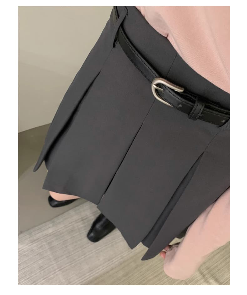 制服スカート ウエストベルト付きプリーツスカート