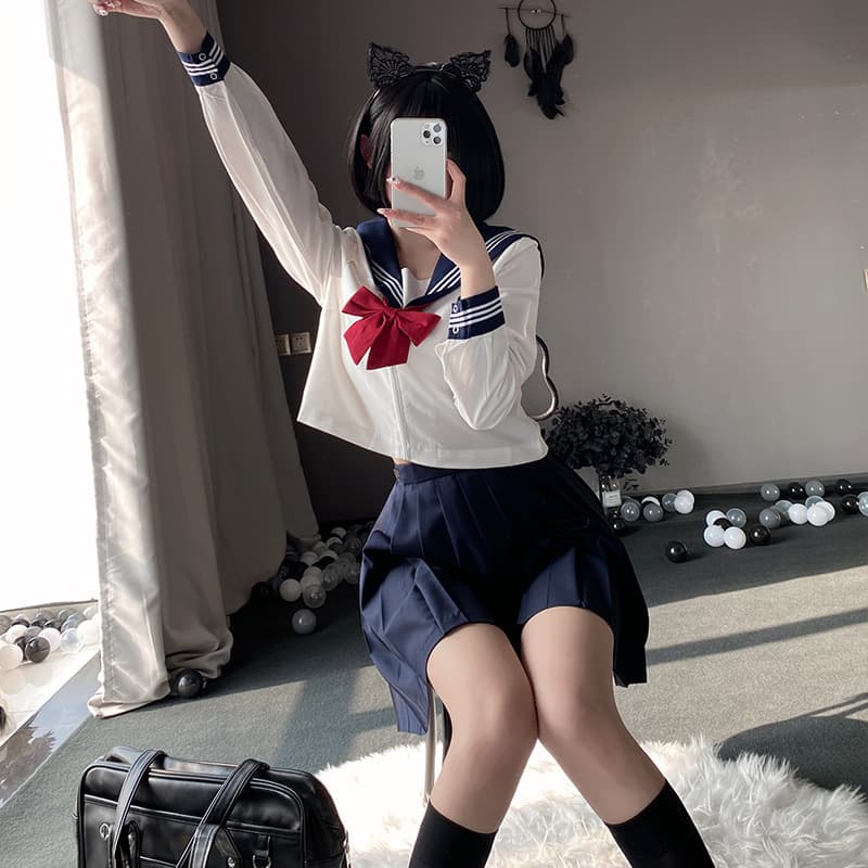 制服スカート 制服スカート プリーツ調整セーラー制服セット
