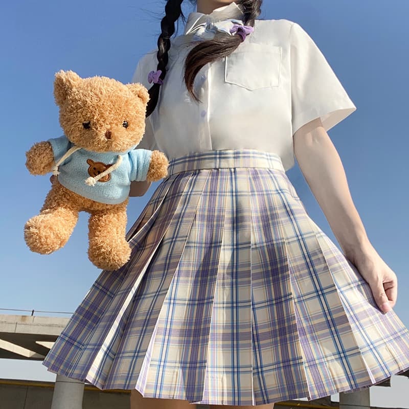 ハイウエストプリーツ制服スカート