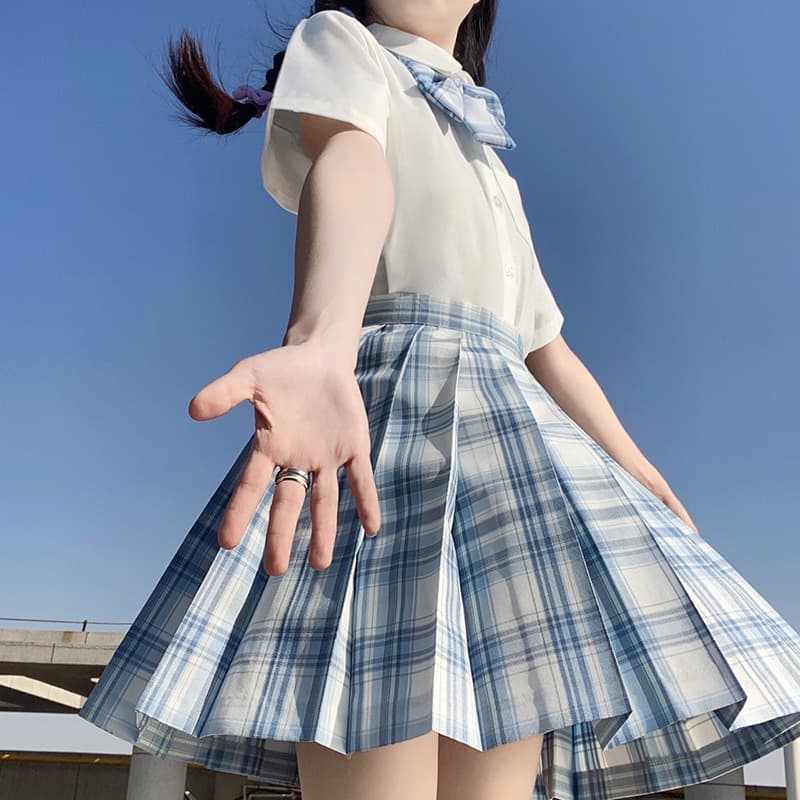 ハイウエストプリーツ制服スカート
