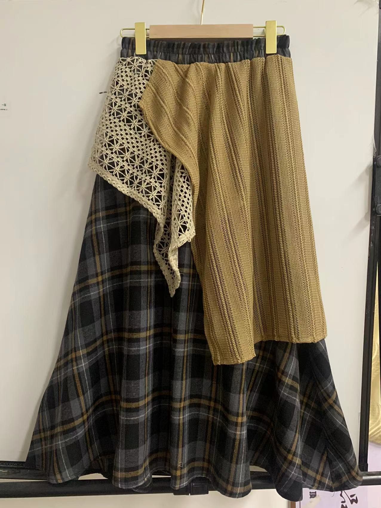 制服スカート 異素材レイヤード制服巻きスカート