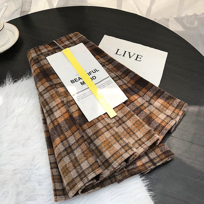 制服スカート 上品チェック柄プリーツスカート