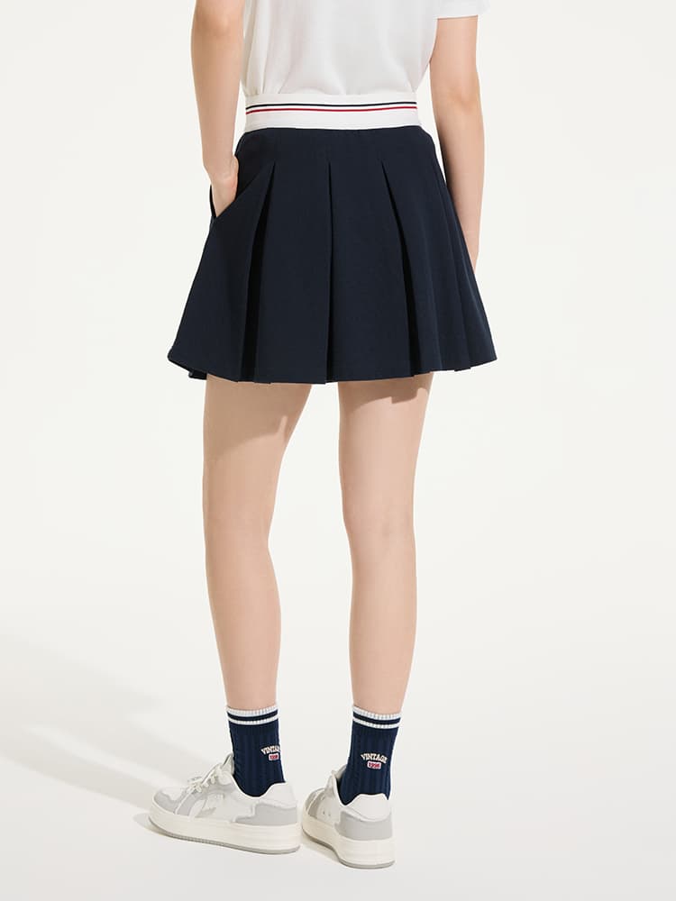 制服スカート 制服スカート シンプル織柄ラインプリーツスカート