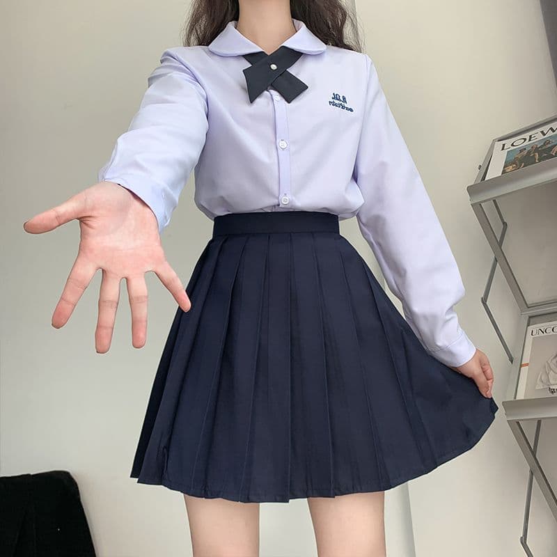 シンプル美シルエットプリーツ制服スカート