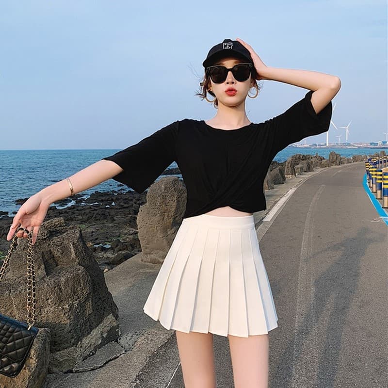 ハイウエストプリーツ制服スカート