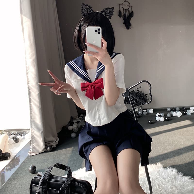 制服スカート 制服スカート プリーツ調整セーラー制服セット