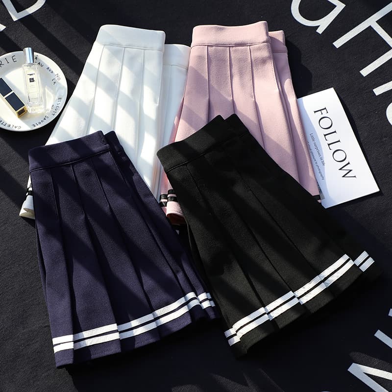 制服スカート 制服風プリーツスカート ストライプライン