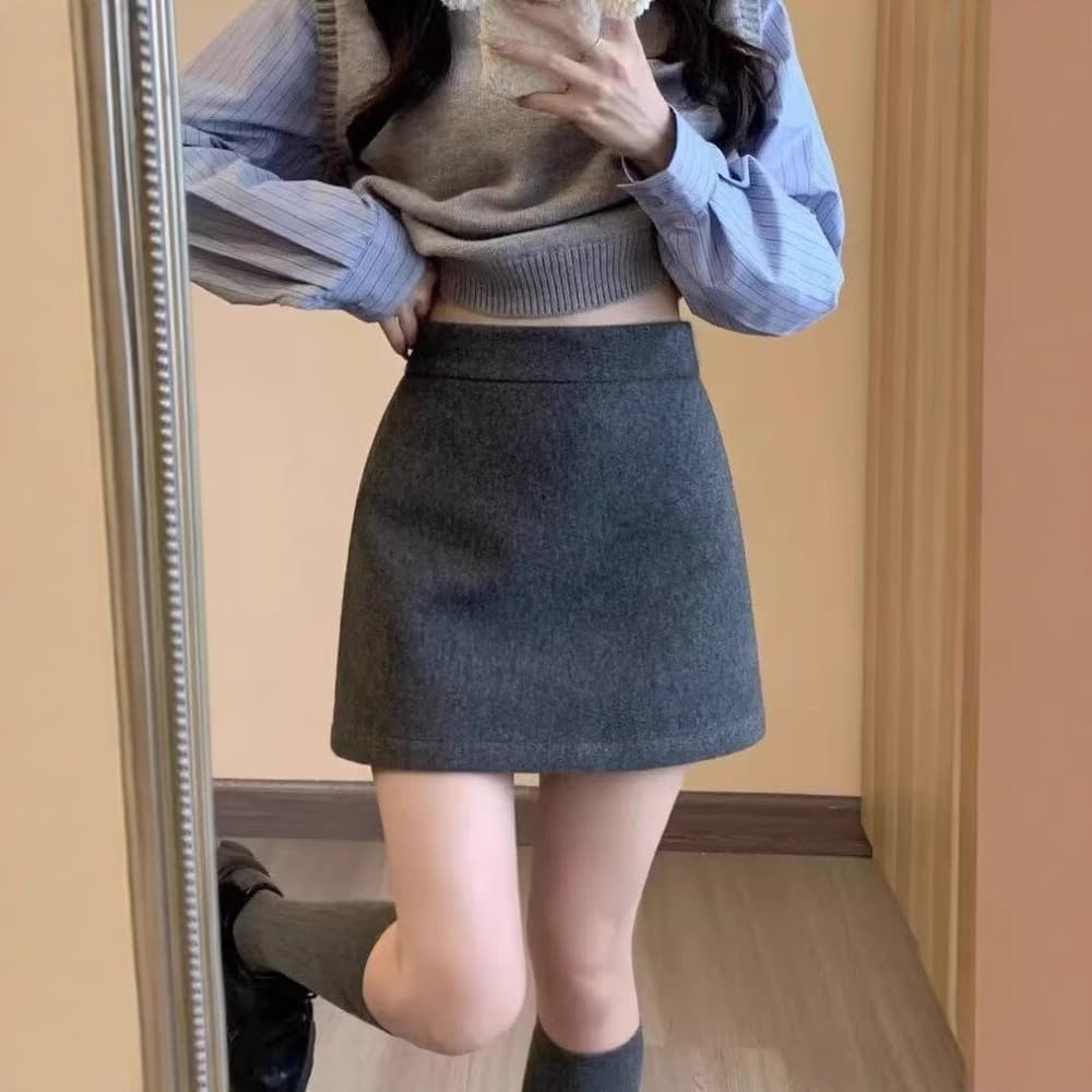 制服スカート シンプル制服風ミニスカート
