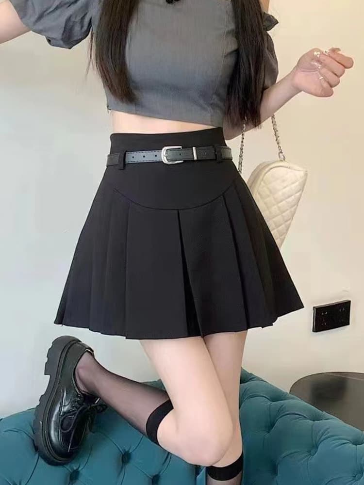 制服スカート 制服スカート ベルト付きプリーツミニスカート