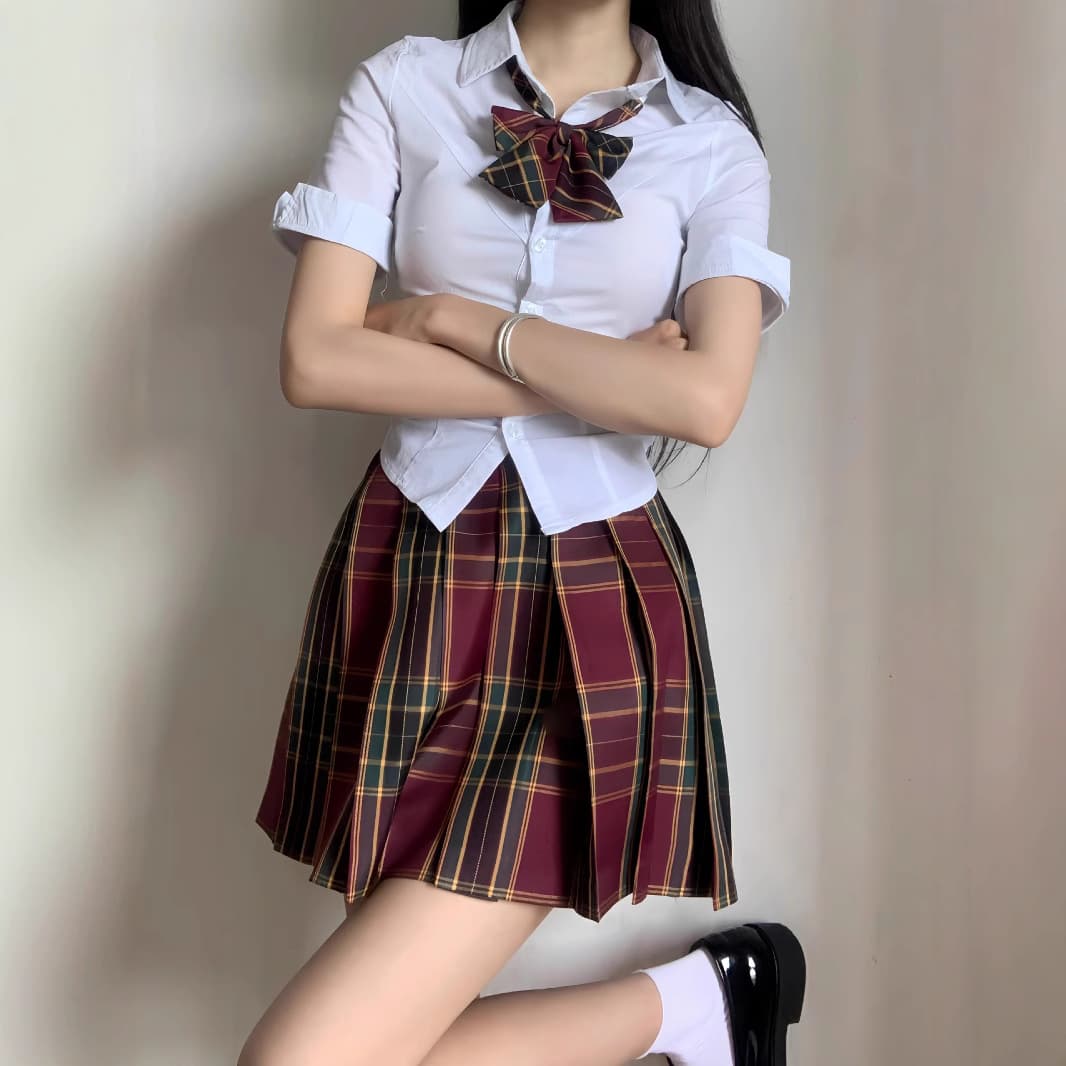 制服スカート 清楚な彩りプリーツスカート