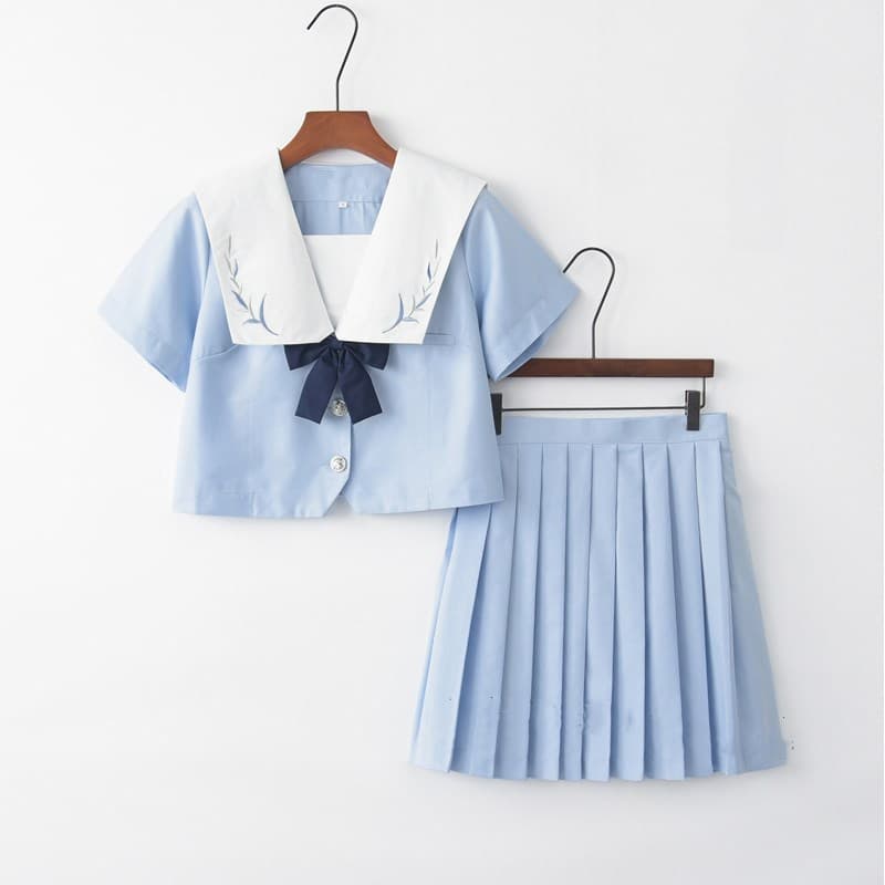 制服スカート 制服スカート 葉模様刺繍入りセーラー服